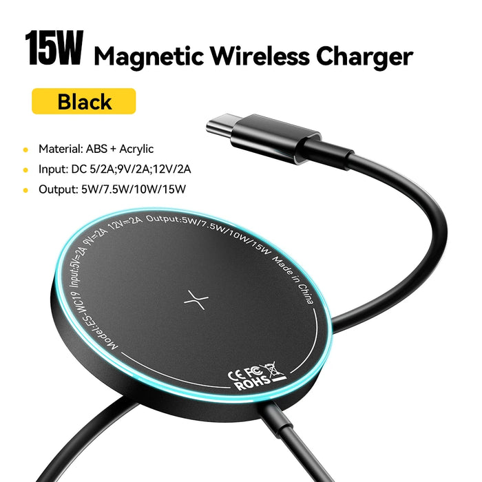 15W Magnetic Wireless Charger For Iphone 16 15 14 13 Pro Max Magnet Induction Charger For Macsafe Wireless Charging Pad
