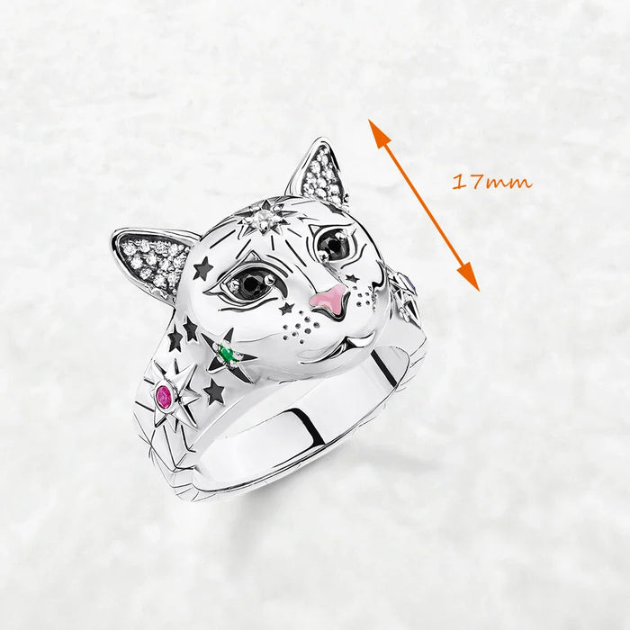 925 Sterling Silver Boho Magic Cat Ring For Women