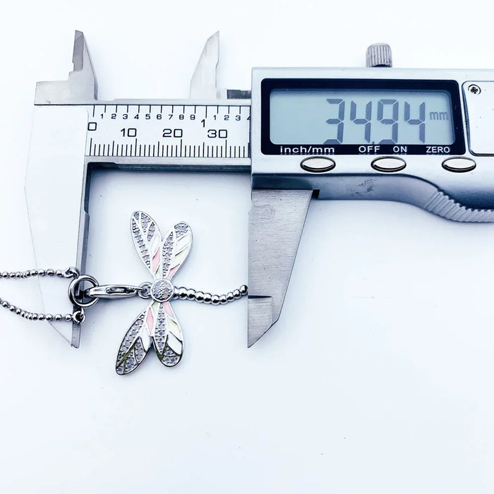 925 Sterling Silver Dragonfly Filigree Charm Necklace Fashion For Women