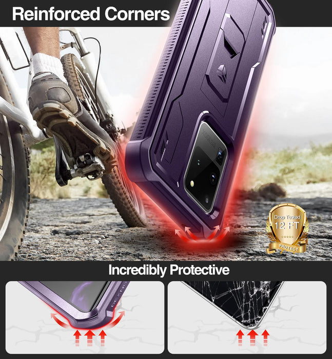 For Samsung Galaxy S20 Ultra Full-Body Dual Layer Armor Shockproof Rugged Bumper Case With Built-In Screen Protector