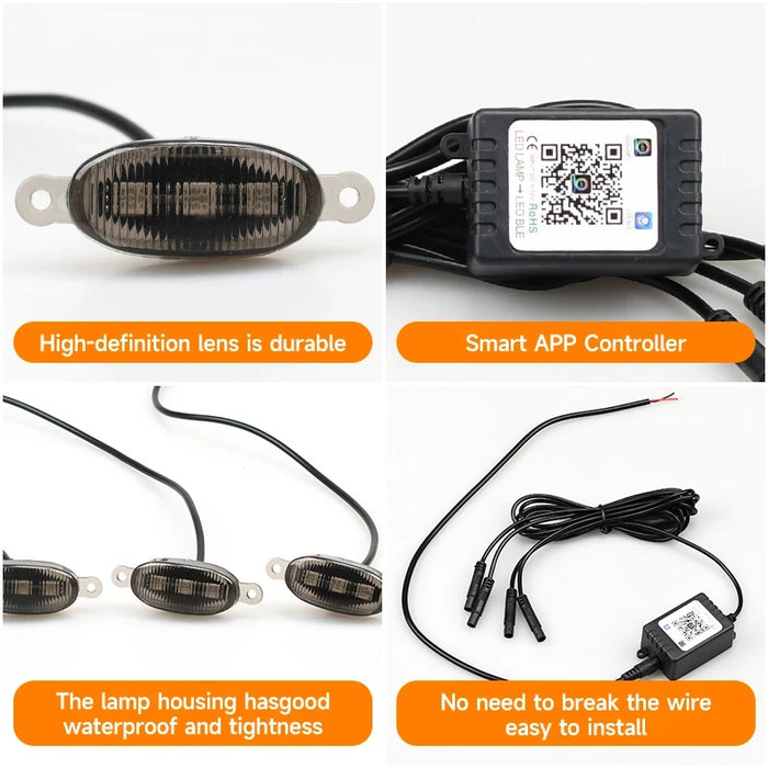 12V Rgb Led Car Grille Light For Off-Road Vehicles App Control