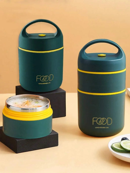 Insulated Stainless Steel Lunch Box Set With Porridge Cup Perfect For Students And Christmas Gifts