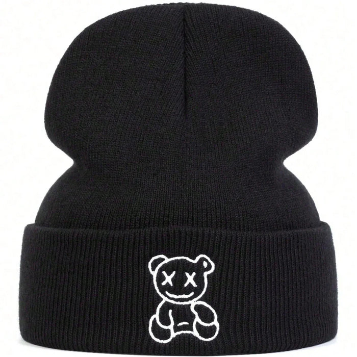 Cozy Little Bear Embroidered Beanie For Men & Women Autumn / Winter Knit Hat