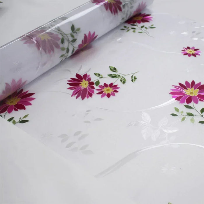 Privacy Window Film - Purple Chrysanthemum Pattern - Home & Office Glass Sticker