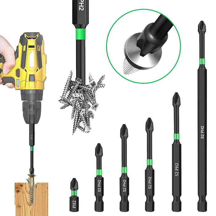 Ph2 Magnetic Cross Impact Screwdriver Bit Set High Hardness Non Slip