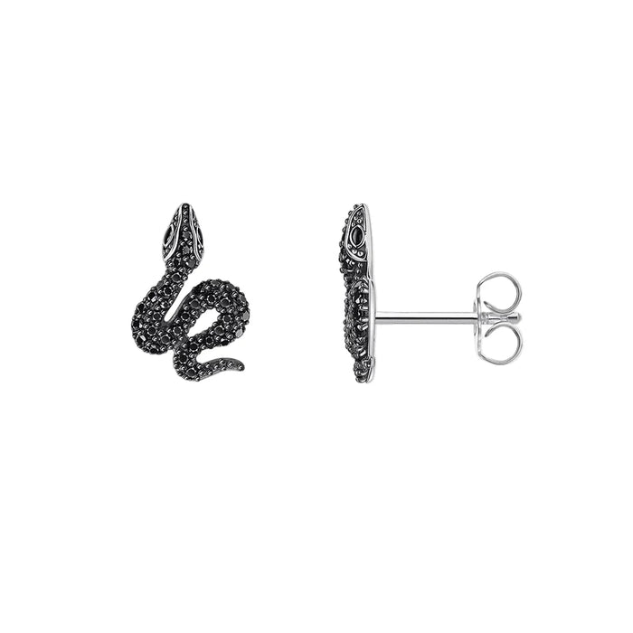 925 Sterling Silver Vintage Snake Stone Earrings
