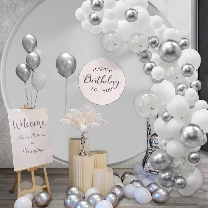 110Pcs White Silvery Balloon Garland Set 10In Birthday Party Wedding Ceremony Decoration Supplies Party Decor Balloons
