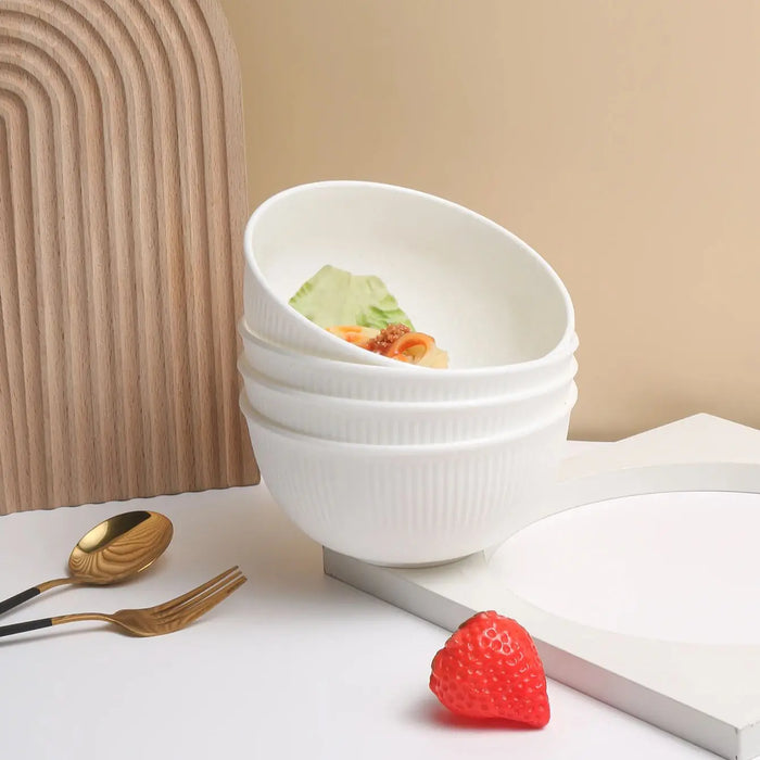 4 / 8 Piece Reusable White Vertical Grain Bowls