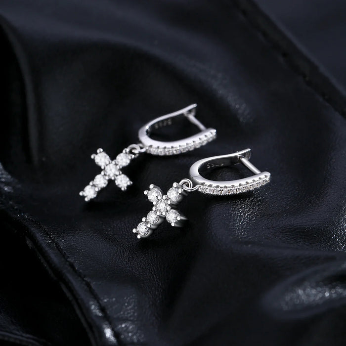 925 Sterling Silver Dazzling Vvs1 Moissanite Hoop Earrings