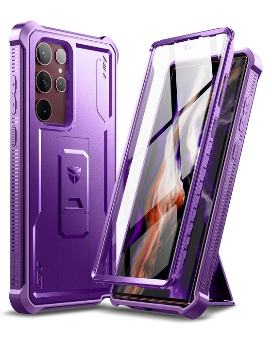 For Samsung Galaxy S22 Ultra Full Body Bumper Military Armor Shockproof Case Bracket With Built-In Screen Protector