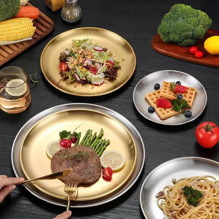 4 Piece Stainless Steel Bbq Plate Set For Meat Vegetables And Fruit