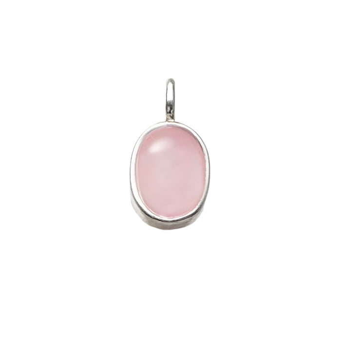 925 Sterling Silver New Winter Fashion Pink Oval Opal Stone Pendant In For Women