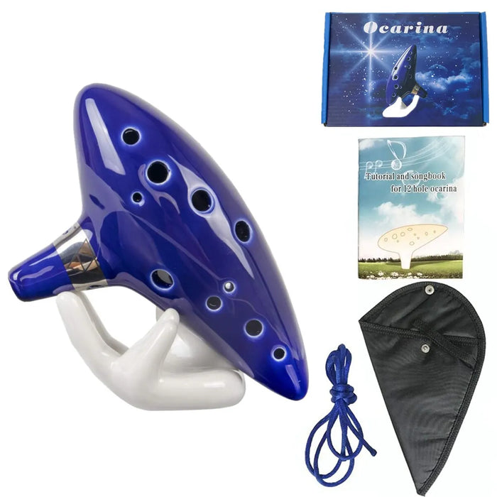 12 Tone Ceramic Ocarina With Song Book And Carry Bag