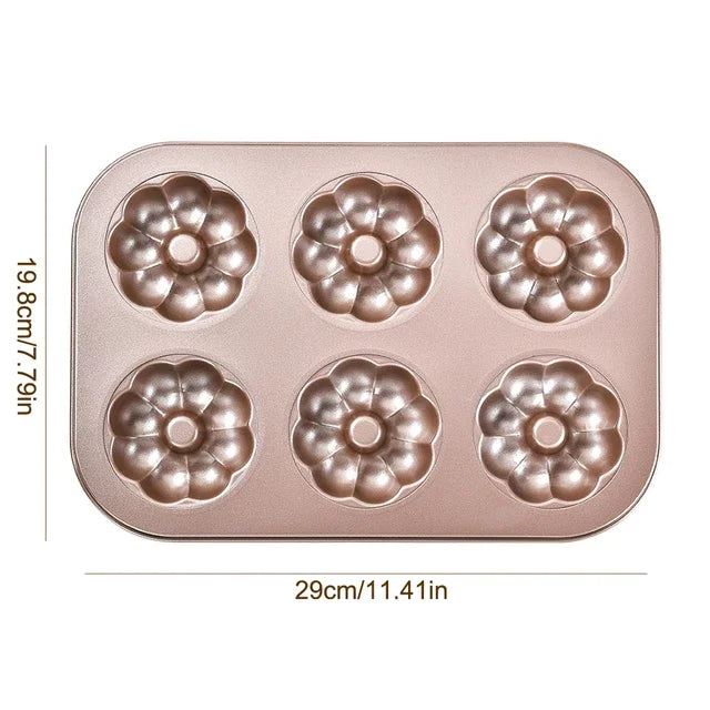 6 Hole Non Stick Carbon Steel Baking Tray For Diy Cakes And Muffins