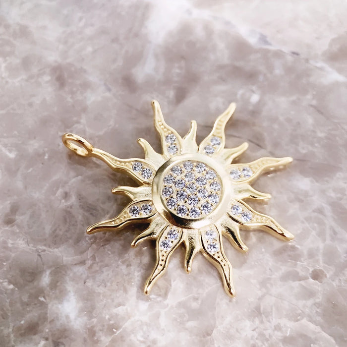 925 Sterling Silver Sun Star Cz Pave Pendant Fine Jewelry For Men & Women