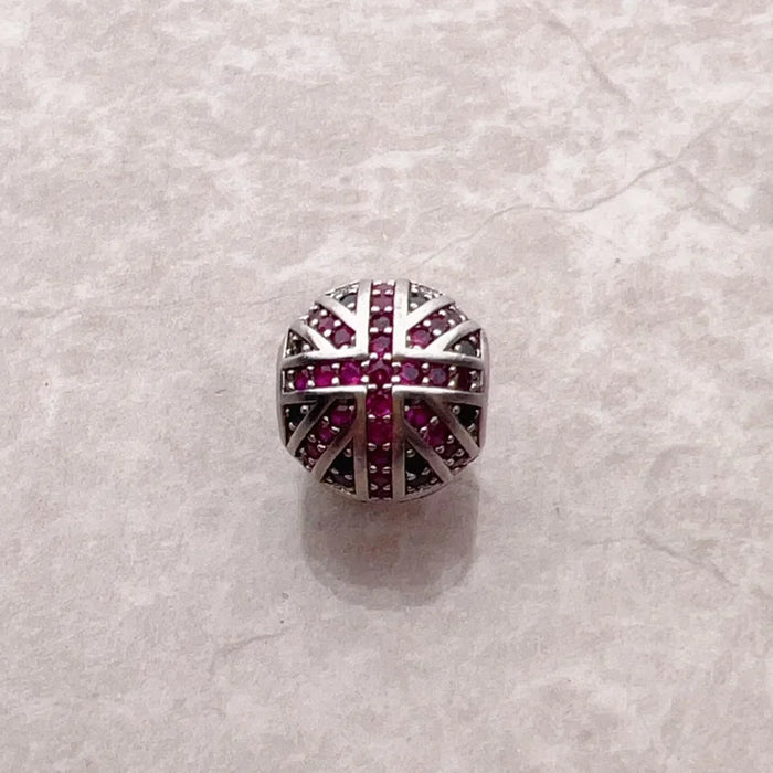 925 Sterling Silver Zircon Pave Bead Charm Europe Karma Jewelry Gift
