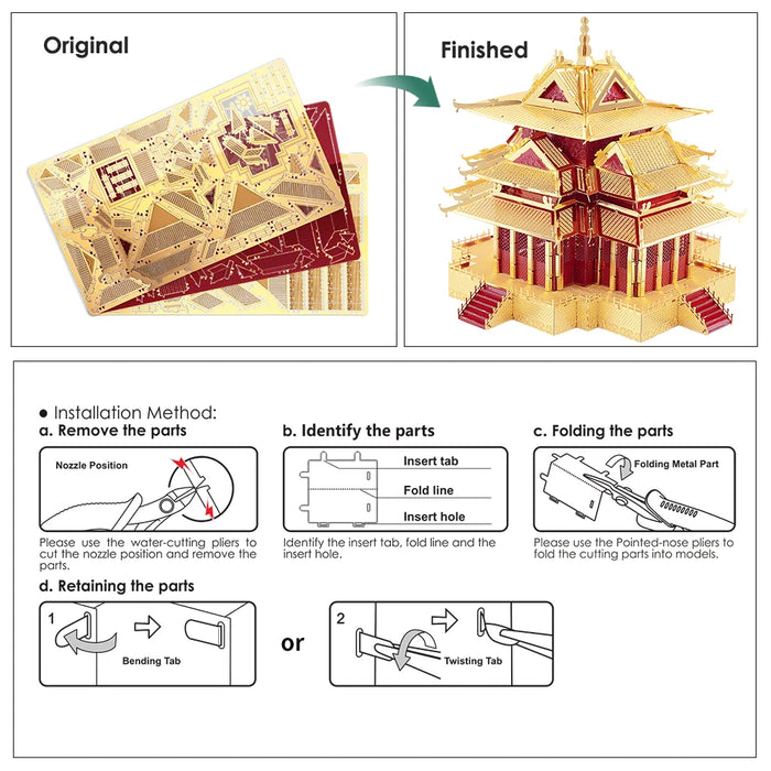 Diy 3D Metal Puzzle Forbidden City Watchtower Adult Gift