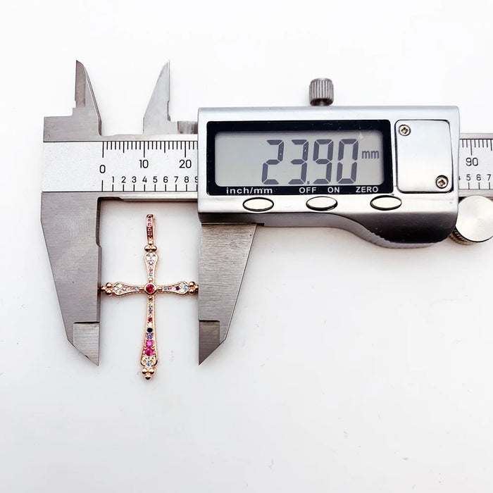 925 Sterling Silver Boho Royalty Rose Gold Cross Pendant For Women