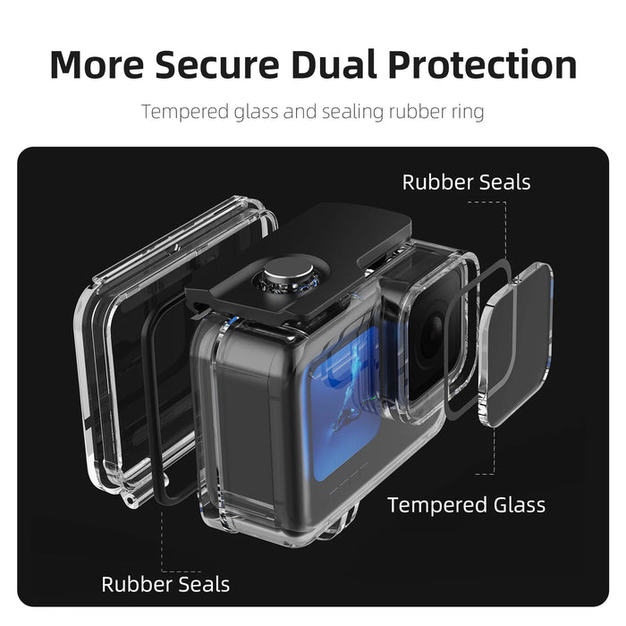 Waterproof Case For Gopro Hero 12 / 11 / 10 / 9 45M Diving Housing Cover With Tempered Glass Lens