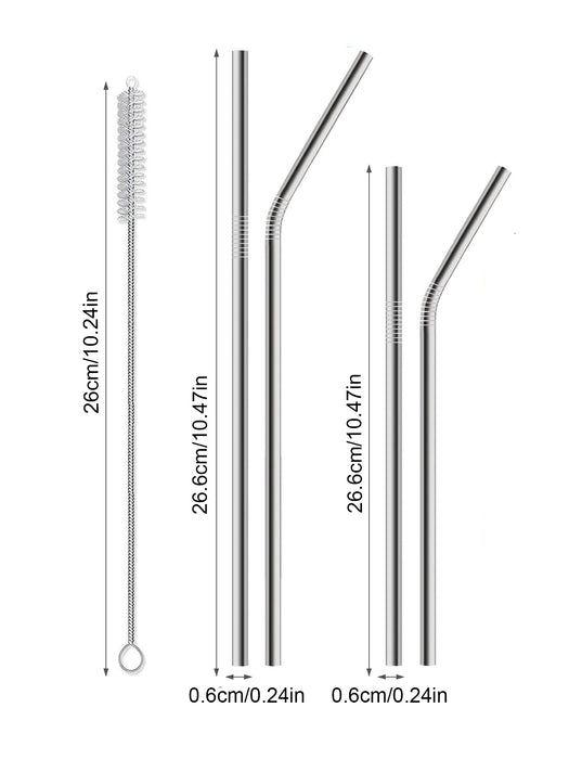 12 Piece Portable Stainless Steel Straws Set