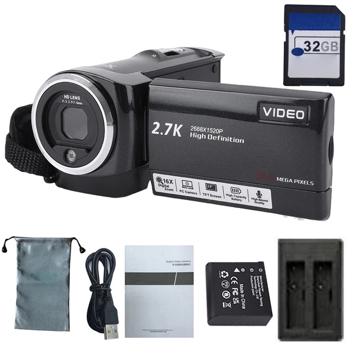 2.7K Camcorder 2.8 Inch Screen Digital Video Camera Vlogging Camera 50Mp 16X Digital Zoom Video Camera Camcorder For Outdoor