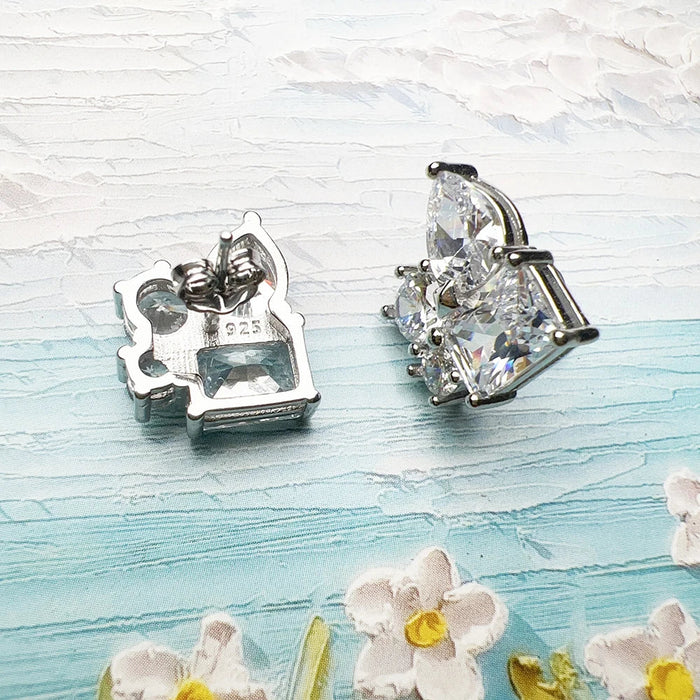 925 Sterling Silver Geometric Ear Studs For Women Romantic Gift