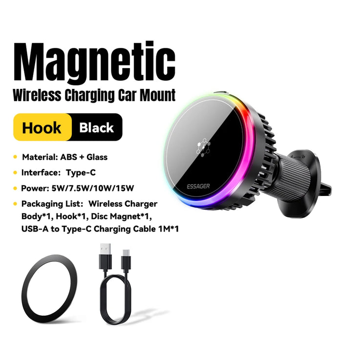 15W Ice Cooling Magnetic Wireless Car Charger For Iphone 16 15 14 13 12 Macsafe Car Phone Holder Fast Charging Station