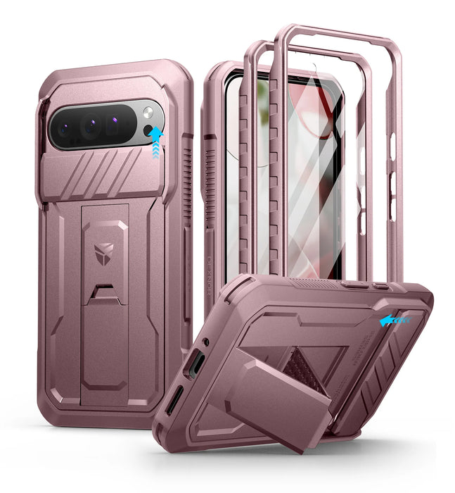 For Google Pixel 9 Pro Xl Full Body Rugged Armor Shockproof Case With Camera Case And Built-In Screen Protector Kickstand