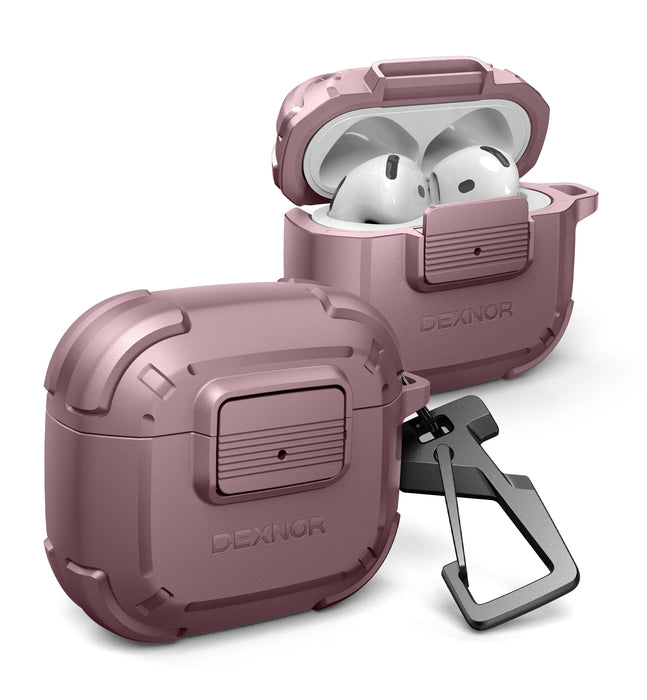 For Airpods 4 2024 With Secure Lock Shockproof Protective Rugged Bumper Case With Carabiner
