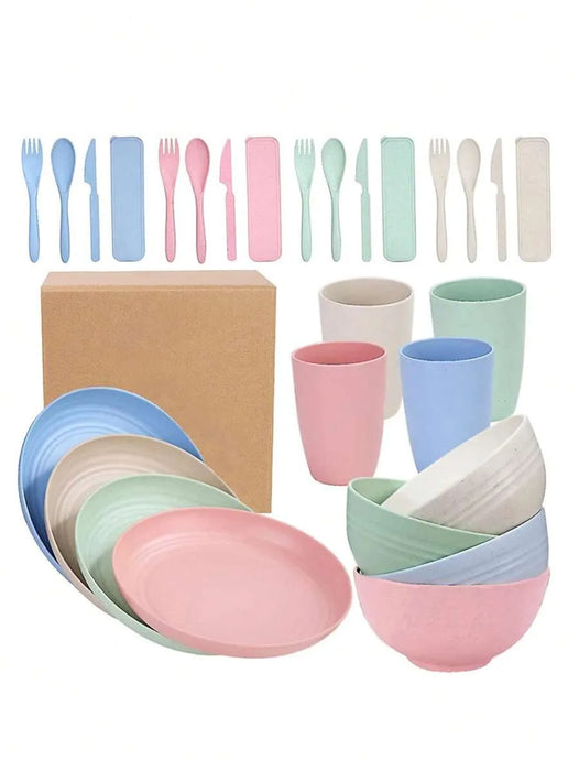 7 / 28 Piece Reusable Plastic Tableware Set For Home Parties