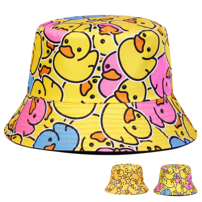 Double Sided Unisex Duck Print Bucket Hat For Outdoor Sun Protection