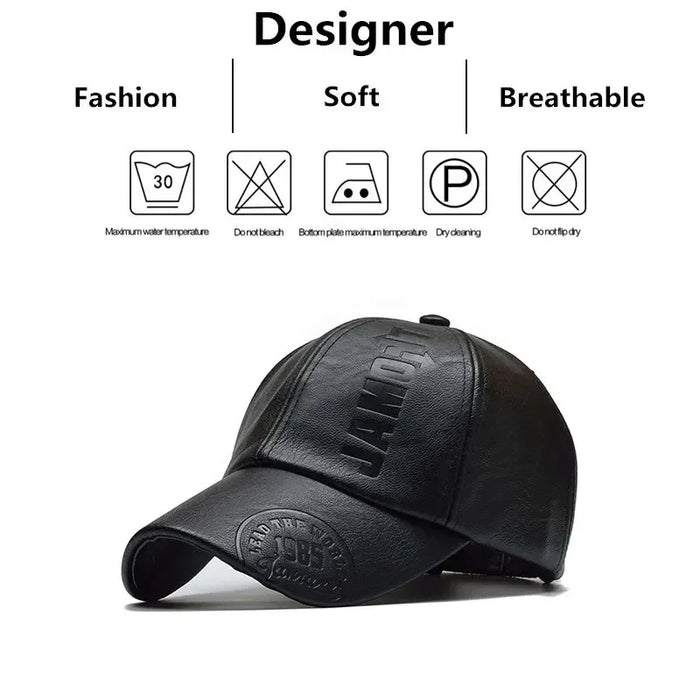1985 Imprinting Leather Baseball Cap Unisex Outdoor Sun Hat