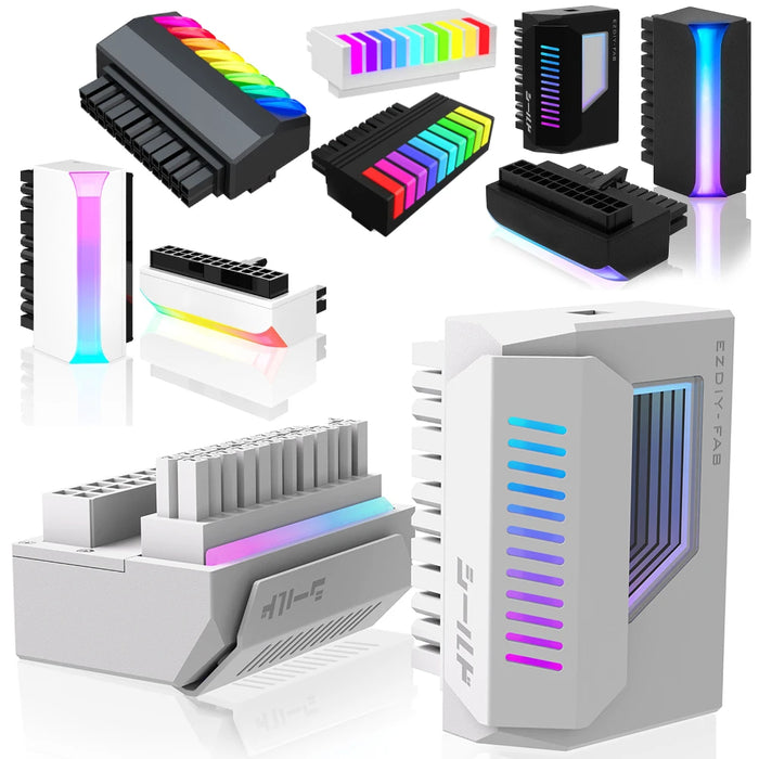 Atx 24 Pin To 90 / 180 Degree Power Plug Adapter Argb Light Mainboard Motherboard Power Supply Cable Modular For Motherboard Pc