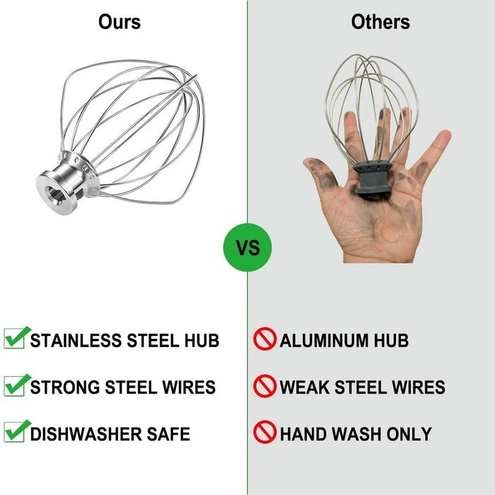 K45Ww Wire Whip Attachment 6 Wire Whisk For Kitchenaid 4.5Qt Tilt-Head Stand Mixer For Egg Heavy Cream Beater Cakes Mayonnaise