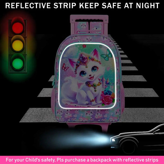 3 Piece Girls Rolling Backpack With Wheels