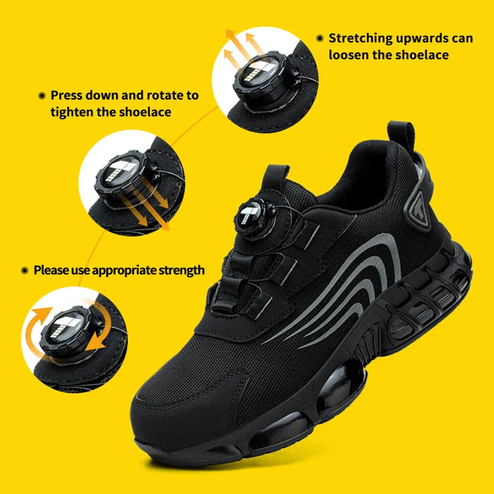 Mens Anti Impact Work Shoes - Safety Pro Fashionable Anti Piercing Fits Rotary Button