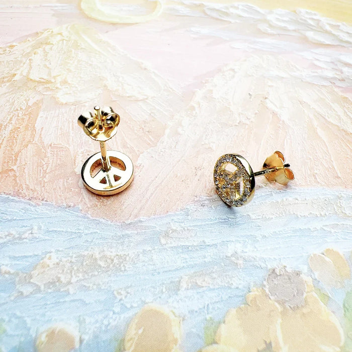 925 Sterling Silver Peace Stud Earrings Classic Gift