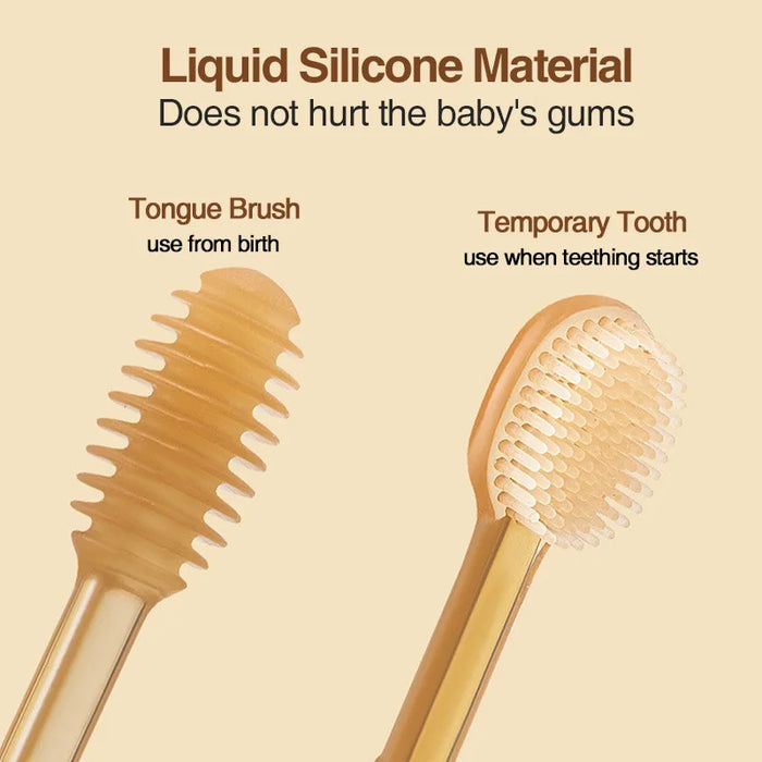 3 In 1 Silicone Baby Tongue Brush With Cover