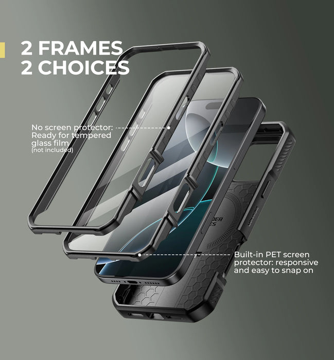 For Iphone 16 Pro Max Rugged Armor Shockproof Case With Built-In Sliding Camera Case And Built-In Screen Protector Kickstand