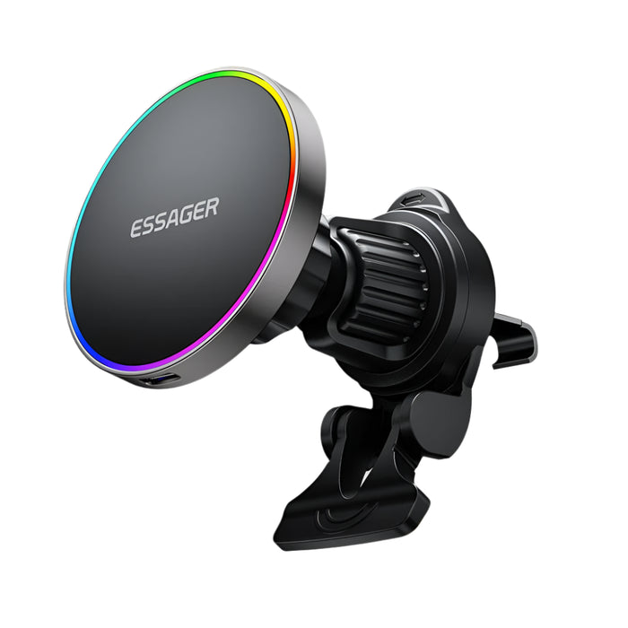Rgb Magnetic Car Phone Holder Qi 15W Wireless Charger For Iphone16 15 14 13 Pro For Magsafe Universal Phone Holder Stand