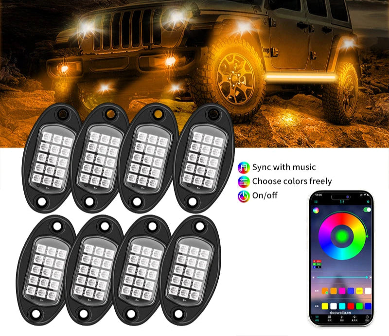12V Rgb Led Car Chassis Underglow Lights For Suv Atv Jeep Off Road Truck