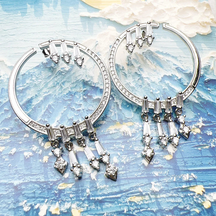 925 Sterling Silver Sun Hoop Earrings For Women & Glamorous