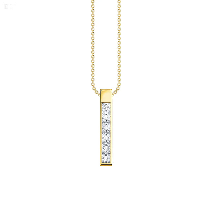 925 Sterling Silver Elegant Princess Cut Necklace Fine Jewelry For Women