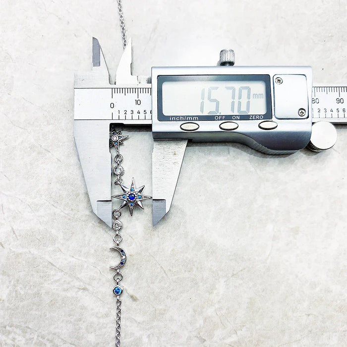 925 Sterling Silver Star & Moon Necklace Fine Jewelry For Women