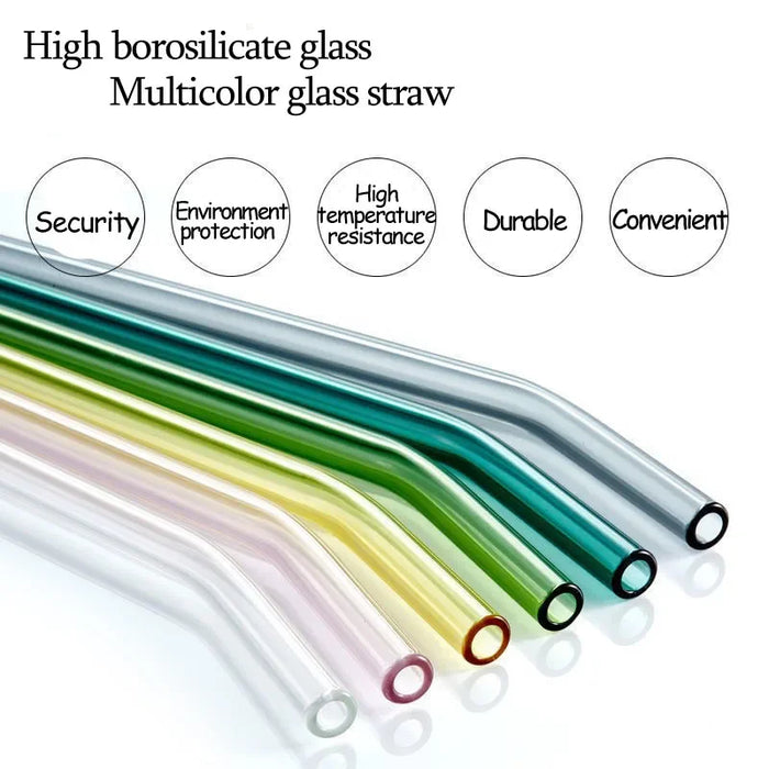 8 Piece Glass Straws Set For Drinks & Cocktails