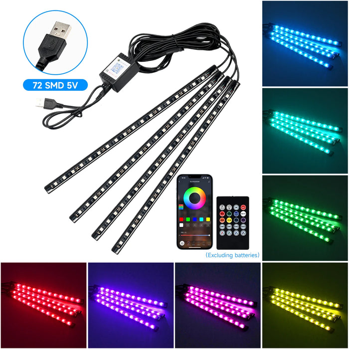 Rgb Car Interior Led Light Kit Remote Control