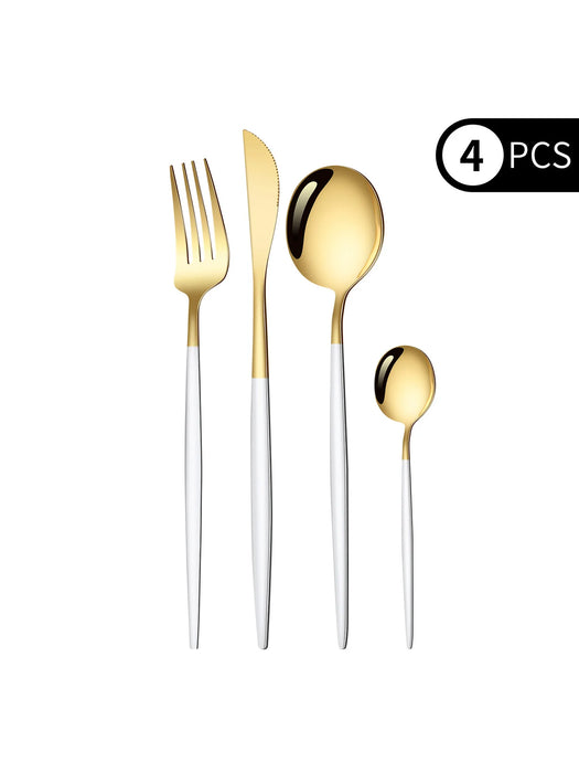 4 Piece Black Gold Stainless Steel Cutlery Set