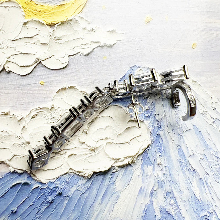 925 Sterling Silver Romantic Water Drop Climber Stud For Women