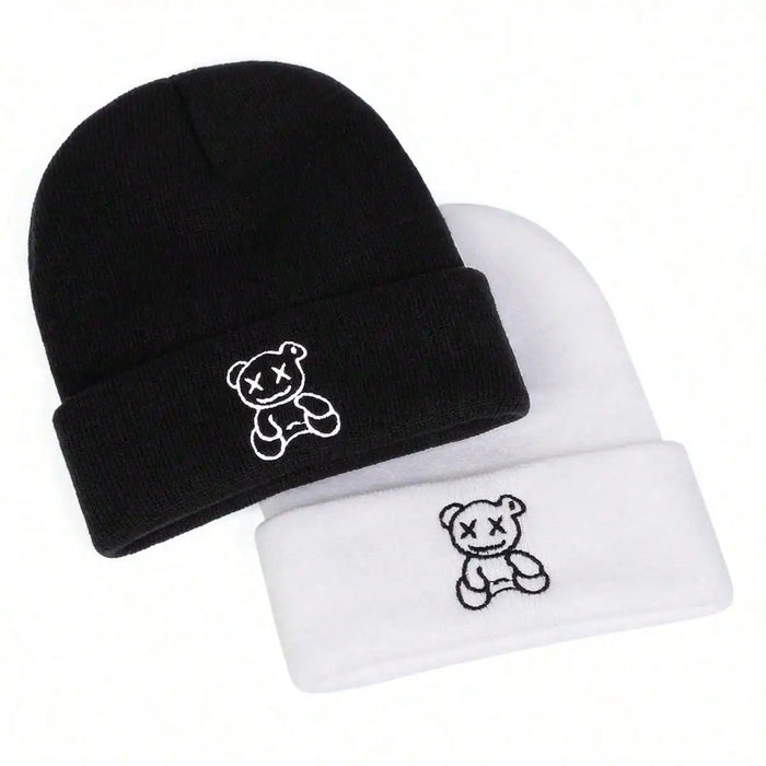 Cozy Little Bear Embroidered Beanie For Men & Women Autumn / Winter Knit Hat
