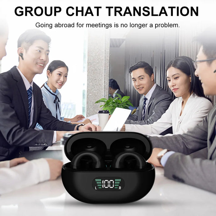 Q7 Smart Ai Translator Earbuds 144 Languages Real-Time Two-Way Earbuds Translation Earphones Bluetooth 5.4 Earbuds Ear Clip